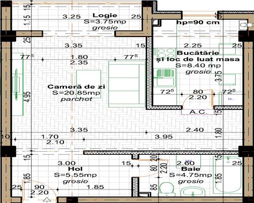 Apartament 1 camera, bloc nou, etaj 2, decomandat